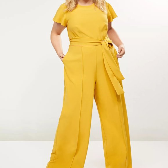 Lane Bryant Pants - NWT Plus Yellow-golden Spice Jumpsuit Wide Leg 24